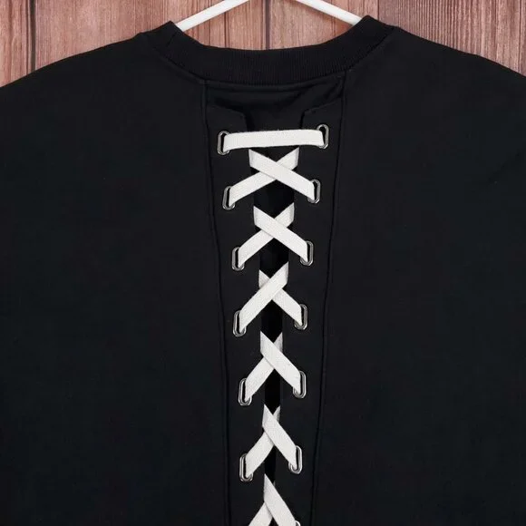*READ* DBYDGNAK Unisex Size Large Black Back Lace Up Sweatshirt - Picture 5 of 16